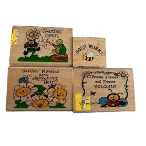Anna Lang Garden Open Rubber Stamp Set Wood Mounted Flower & Garden Designs